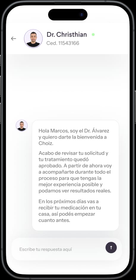 Chat con el médico de Choiz dentro de la app